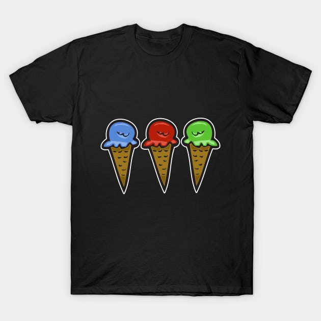 3 Ice Cream Cones T-Shirt by headrubble